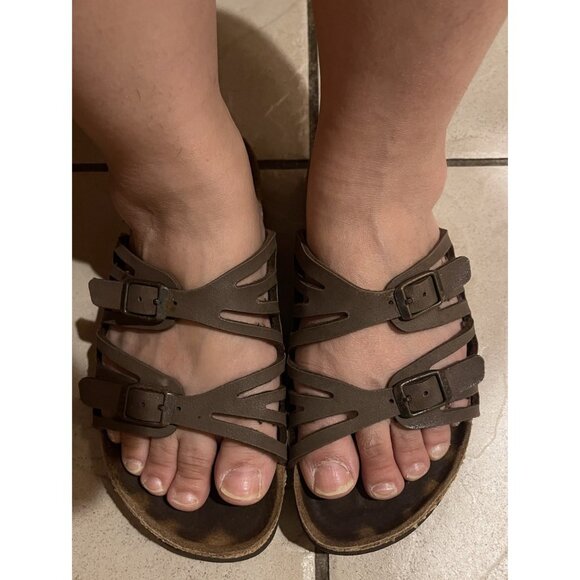 Birkenstock Granada Sandals Leather Slide Open Toe Brown Women's 37 EU, 6.5 US - Picture 2 of 8